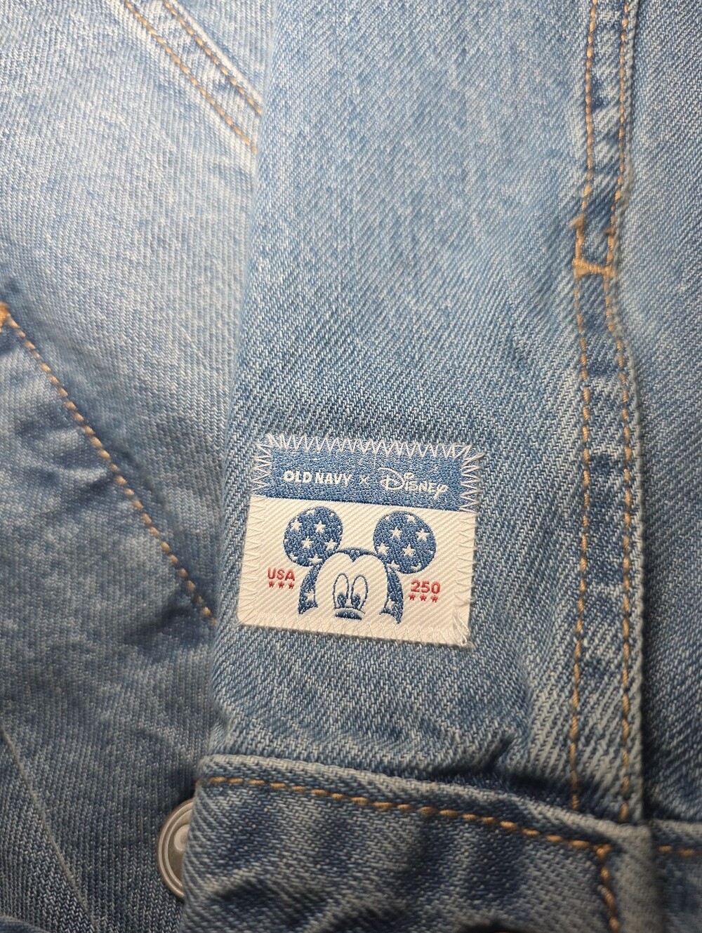 Old Navy x Disney Mickey Mouse Denim Trucker Jacket W/Embroidered USA Flag- XL - Picture 8 of 16